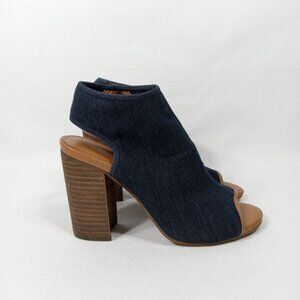 CATO Navy Blue Jean Denim Look Open-Toe Sandals Womens Size 8